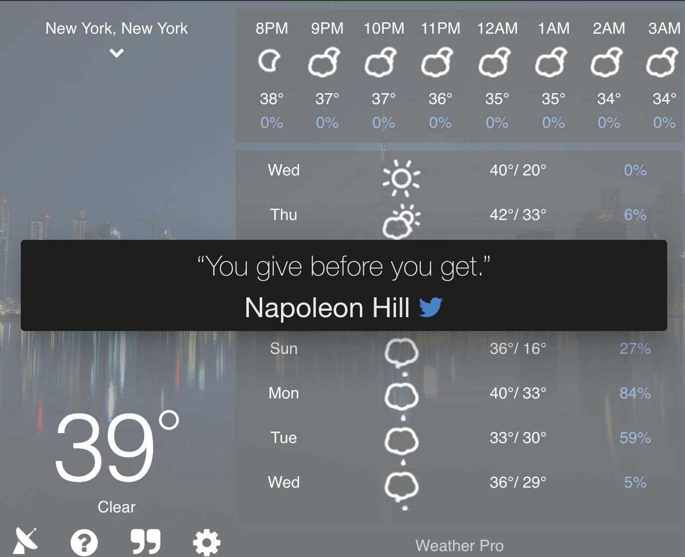 Weather Extension quotes screenshot
