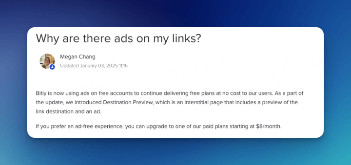 Bitly Showing Ads on Page Redirects