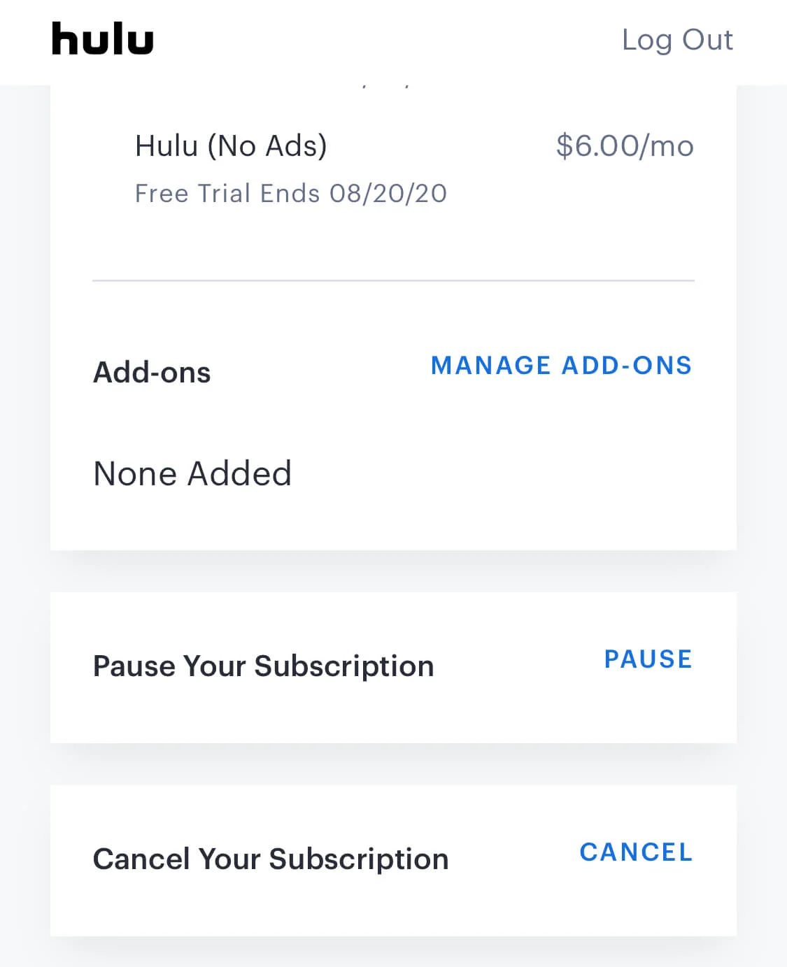 Canceling Hulu