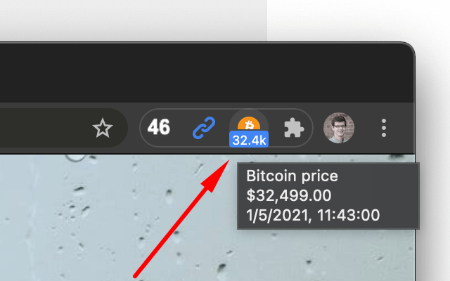 Bitcoin Tracker Extension screenshot