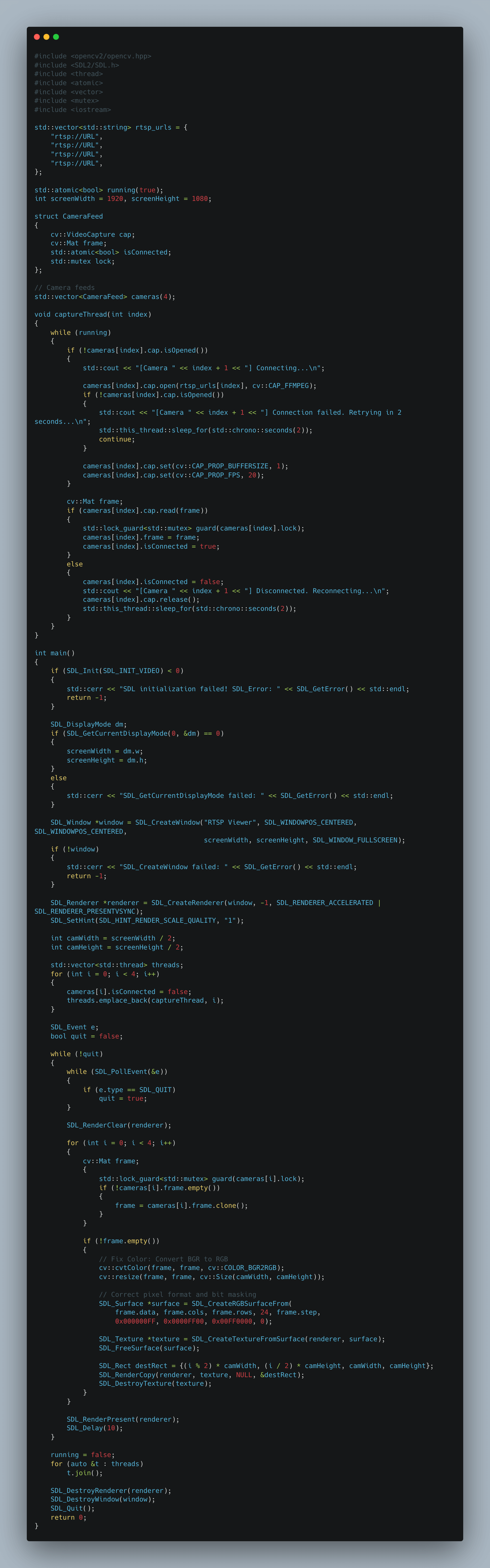 RTSP Camera Stream Dashboard Code