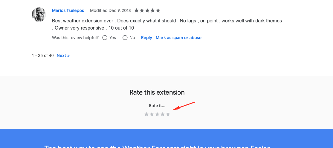 Weather review screenshot