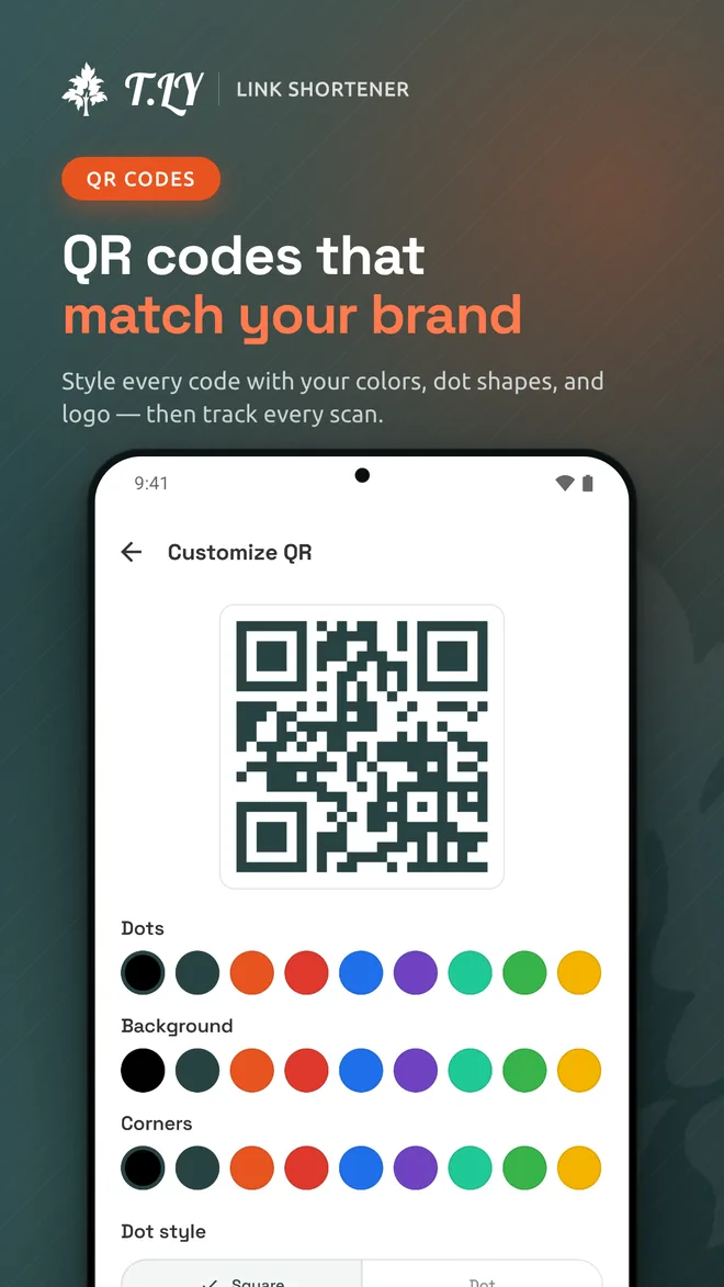 T.LY Android app QR code customization screen